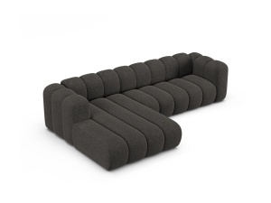 Canapea cu colt modulara gri inchis din textil pentru 4 persoane Lupine Left Chenille Micadoni