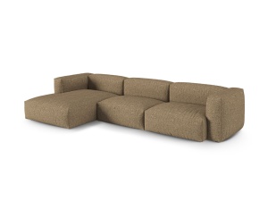 Canapea cu colt modulara maro cappuccino din textil pentru 3 persoane Martina Boucle XL Left Micadoni