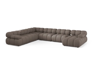 Canapea cu colt modulara maro cappuccino din textil pentru 8 persoane Bellis Liberty Left Micadoni