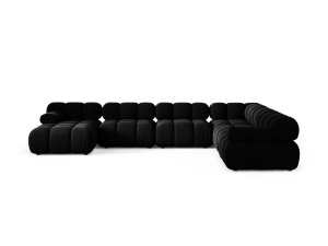 Canapea cu colt modulara neagra din catifea pentru 8 persoane Bellis Panoramic Right Micadoni