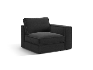 Canapea cu colt modulara neagra din textil pentru 1 persoana Pola Right Micadoni