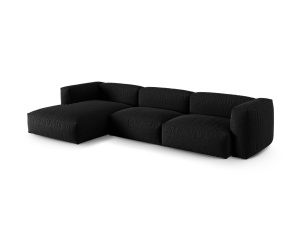 Canapea cu colt modulara neagra din textil pentru 3 persoane Martina XL Left Micadoni