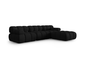 Canapea cu colt modulara neagra din textil pentru 4 persoane Bellis Right 3D Micadoni