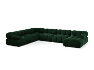 Canapea cu colt modulara verde din catifea pentru 8 persoane Bellis Panoramic Left Micadoni