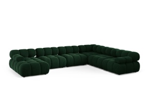 Canapea cu colt modulara verde din catifea pentru 8 persoane Bellis Panoramic Right Micadoni
