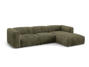 Canapea cu colt modulara verde din textil pentru 3 persoane Martina Corduroy Right Micadoni