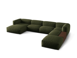 Canapea cu colt modulara verde din textil pentru 5 persoane Martina Right Micadoni