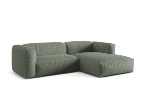 Canapea cu colt modulara verde muschi din textil pentru 2 persoane Martina Right Micadoni