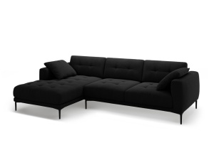 Canapea cu colt neagra din catifea pentru 3 persoane Bemy Left Velvet Micadoni