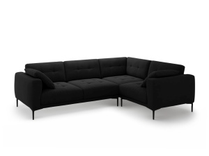 Canapea cu colt neagra din catifea pentru 4 persoane Bemy Right Velvet Micadoni