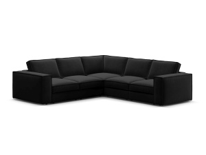 Canapea cu colt neagra din catifea pentru 4 persoane Pola Symmetrical Micadoni