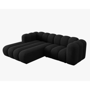 Canapea cu colt neagra din textil pentru 3 persoane Lupine Joy Left Micadoni