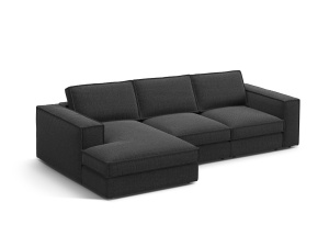 Canapea cu colt neagra din textil pentru 3 persoane Pola Left Micadoni