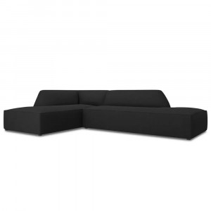 Canapea cu colt neagra din textil pentru 4 persoane Ruby Left Micadoni