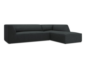 Canapea cu colt neagra din textil pentru 4 persoane Ruby Scala Corduroy Right Micadoni