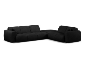 Canapea cu colt neagra din textil pentru 6 persoane Molino Chenile Right Micadoni