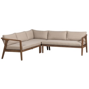 Canapea cu colt pentru exterior crem/bej nisipiu din textil 227 cm Biam Woood