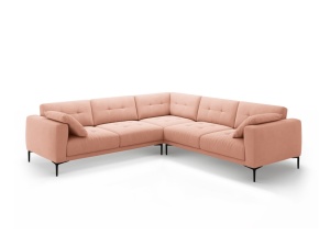 Canapea cu colt roz din catifea pentru 5 persoane Bemy Velvet Micadoni