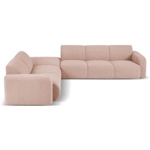 Canapea cu colt roz pudra din textil pentru 6 persoane Molino Boucle Left Micadoni