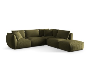 Canapea cu colt verde deschis din catifea pentru 4 persoane Chris Right Micadoni