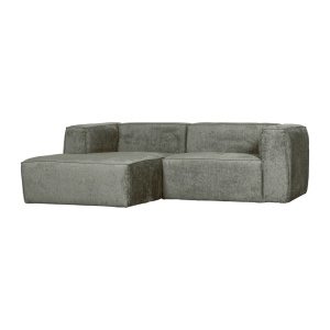 Canapea cu colt verde din catifea 254 cm Bean Structured Left Woood