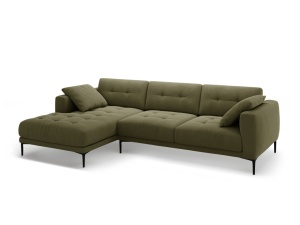 Canapea cu colt verde din catifea pentru 3 persoane Bemy Left Velvet Micadoni