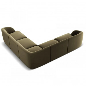 Canapea cu colt verde din catifea pentru 5 persoane Miley Micadoni