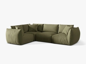 Canapea cu colt verde din textil pentru 4 persoane Chris Alfa Left Micadoni