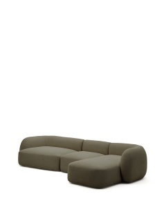 Canapea cu colt verde din textil pentru 4 persoane Martina Chenille Right Kave Home