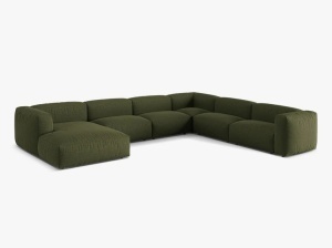 Canapea cu colt verde din textil pentru 6 persoane Martina Right Micadoni