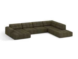 Canapea cu colt verde din textil pentru 7 persoane Jennifer Panoramic Chenille Right Micadoni