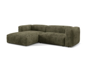 Canapea cu colt verde muschi din textil pentru 2 persoane Martina Tilia Corduroy Left Micadoni