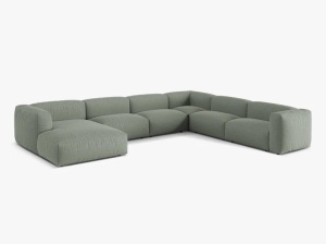 Canapea cu colt verde muschi din textil pentru 6 persoane Martina Right Micadoni