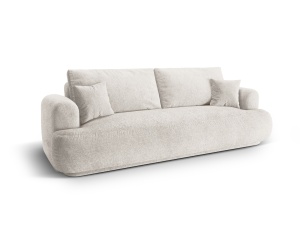 Canapea extensibila bej din textil pentru 3 persoane Ella Micadoni