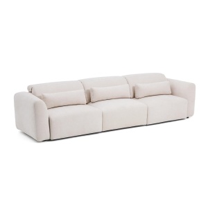 Canapea extensibila bej din textil pentru 5 persoane Lares Chenille Kave Home