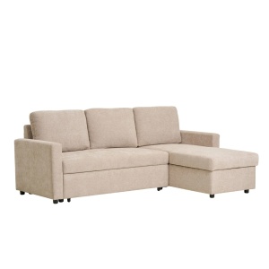 Canapea extensibila bej nisipiu din textil 150 cm Belfast House Nordic