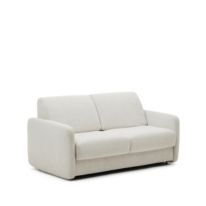Canapea extensibila bej perla din textil pentru 2 persoane Nuala Kave Home