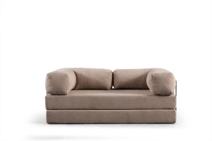 Canapea extensibila ecru din textil pentru 2 persoane Via Con The Home Collection