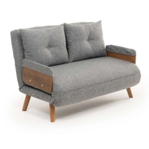 Canapea extensibila gri deschis din textil pentru 2 persoane Cosmo The Home Collection