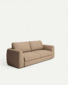 Canapea extensibila maro deschis din textil pentru 4 persoane Vera Kave Home
