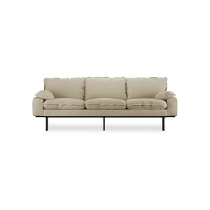 Canapea galben fan din textil pentru 3 persoane Retro Rib HKliving