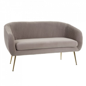 Canapea gri din poliester si lemn de pin pentru 2 persoane Basia The Home Collection