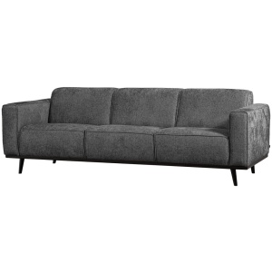 Canapea gri/neagra din catifea pentru 3 persoane Statement Woood