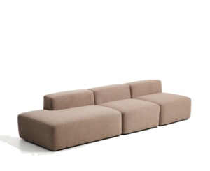 Canapea maro din textil pentru 3 persoane Blok Chenille Left Kave Home