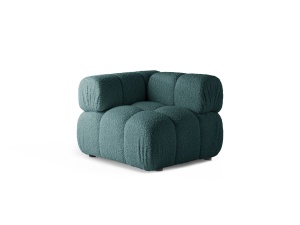 Canapea modulara albastru petrol din textil pentru 1 persoana Bellis Boucle Corner Micadoni