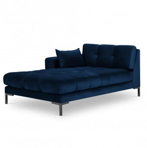Canapea modulara albastru royal/neagra din catifea pentru 2 persoane Mamaia Left Micadoni
