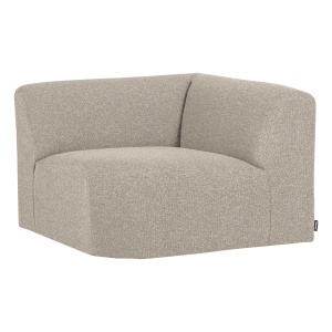 Canapea modulara bej din textil 105 cm Mojo Boucle Corner Woood
