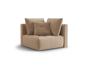 Canapea modulara bej nisipiu din catifea pentru 1 persoana Bloom Corner Micadoni