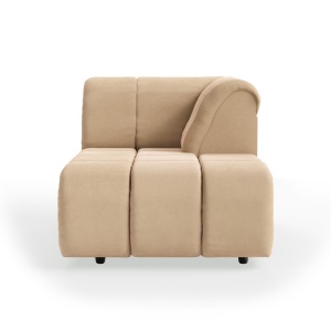Canapea modulara crem din catifea 98 cm Wave Right Divan HKliving