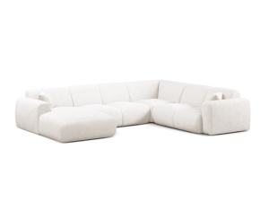 Canapea modulara cu colt alb din textil pentru 6 persoane Molino Panoramic Boucle Right Micadoni